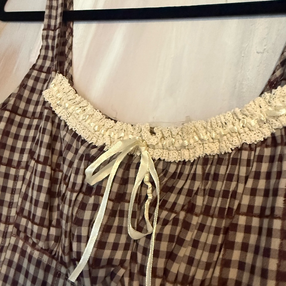 NWOT Gingham Milkmaid Mini Dress - Picture 5 of 6